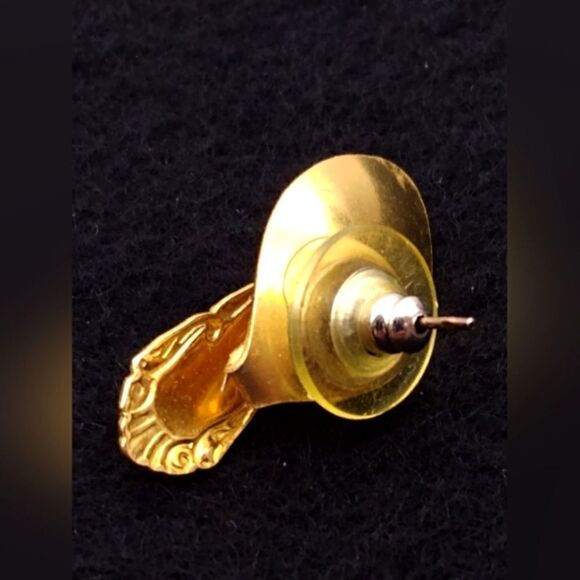 Vintage Gold Tone Spoon Brooch and Earring Set Jewelry Utensils w/ Pearls - Picture 8 of 13